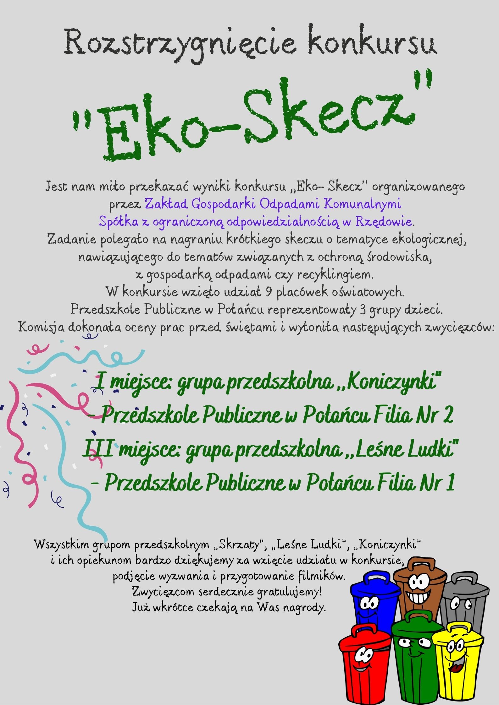 EKO SKECZ 2021Rozstrzygnięcie konkursu