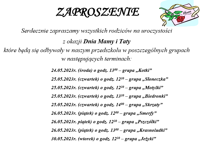Ogłoszenie dzień mamy 2023